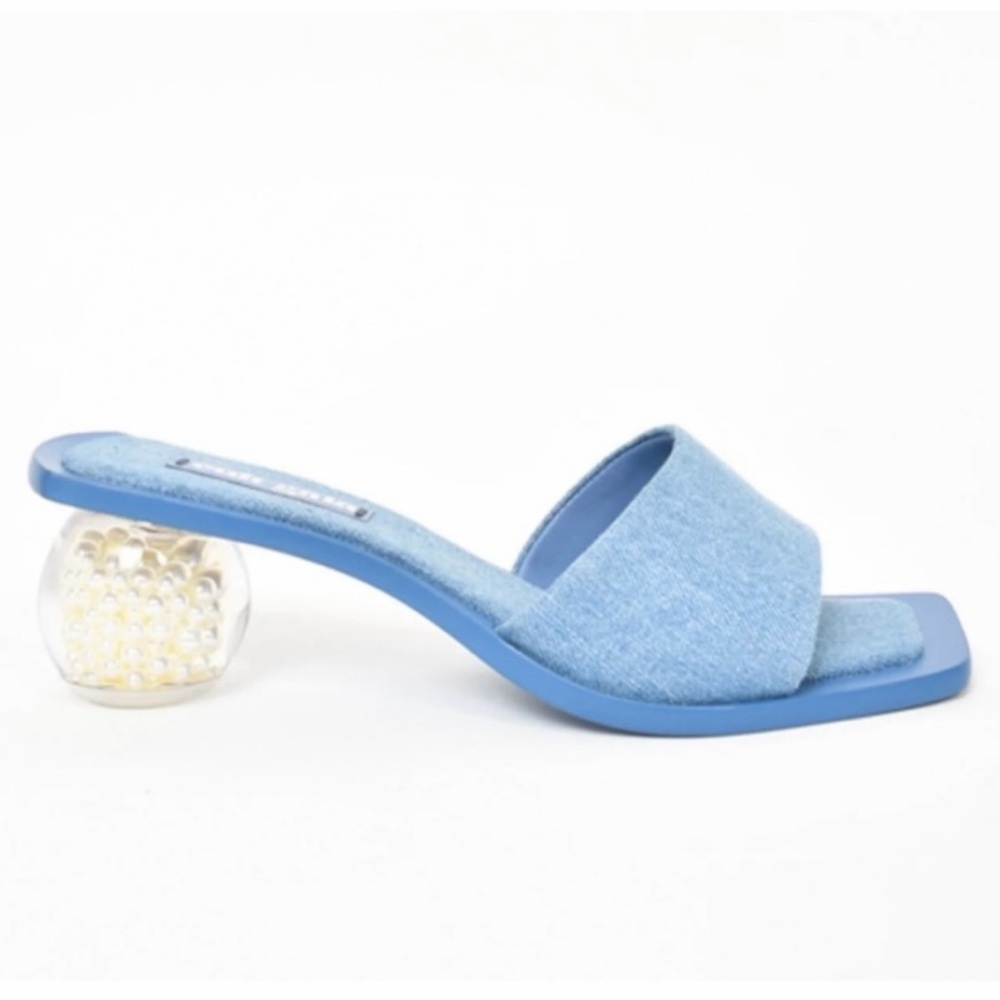 cult gaia Light Blue Pearl-Accented Slide Sandal
